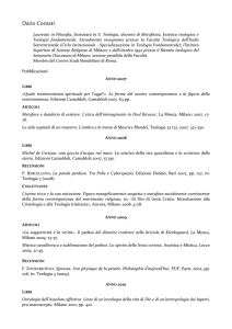 Dario Cornati Laureato in Filosofia, licenziato in S. Teologia