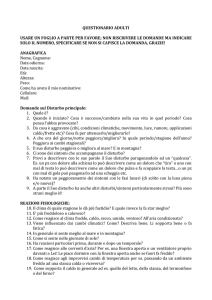 QUESTIONARIO ADULTI USARE UN FOGLIO A PARTE PER