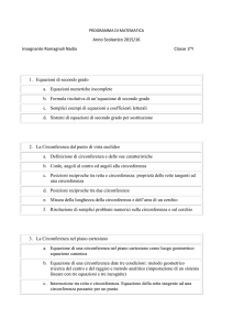 PROGRAMMA DI MATEMATICA Anno Scolastico 2015/16