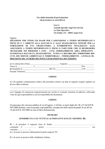 Fac-Simile Domanda di Partecipazione in