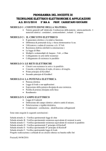 modulo 2 : il circuito elettrico - Istituto Superiore Statale “PITAGORA”
