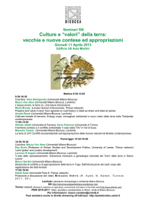 Culture e *valori* della terra: