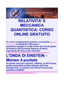 RELATIVITA` E MECCANICA QUANTISTICA: CORSO ONLINE