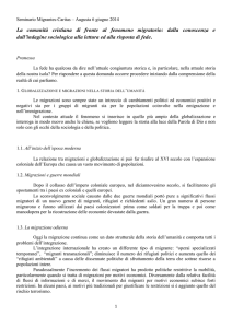 La comunità cristiana di fronte al fenomeno migratorio: dalla