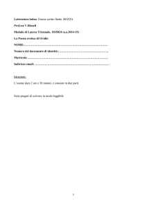 Letteratura latina. Esame scritto finale. BOZZA Prof.ssa V.Rimell