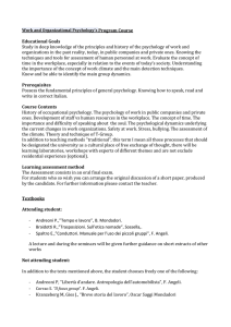 Work and Organizational Psychology`s Program Course Educational