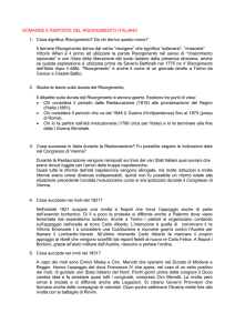 DOMANDE E RISPOSTE DEL RISORGIMENTO ITALIANO Cosa