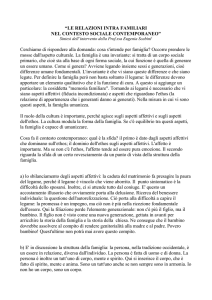 le relazioni intra familiari nel contesto sociale contemporaneo