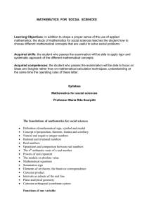 MATHEMATICS FOR SOCIAL SCIENCES Learning Objectives: in