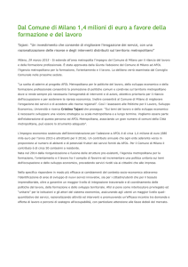 Dal Comune di Milano 1,4 milioni di euro a favore della formazione