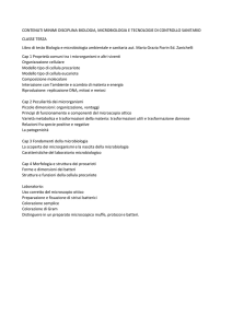 CONTENUTI MINIMI DISCIPLINA BIOLOGIA, MICROBIOLOGIA E