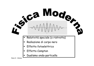 Relatività speciale (o ristretta) Radiazione di corpo nero Effetto