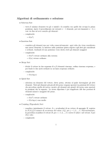 Algoritmi di ordinamento e selezione