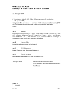 Ordinanza del DDPS sui campi di dati e i diritti d`accesso dell`ISIS