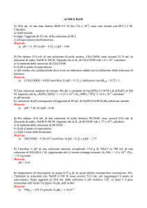 ACIDI E BASI 1) 20.0 mL di una base debole BOH 0.5 M (Kb=3.0 x