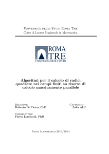 Algoritmi per il calcolo di radici quadrate nei campi