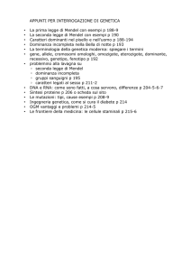 Appunti per l`interrogazione di genetica