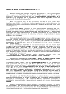 Lettera all`Ordine di medici della Provincia di ……