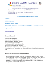 Programma svolto Modulo 1. Funzioni. La