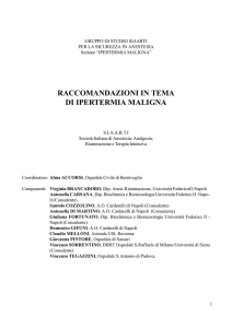 raccomandazioni in tema di ipertermia maligna