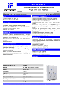 SCHEDA TECNICA Quadro automatico di rifasamento