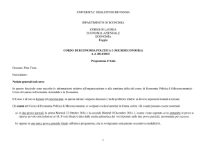 1 UNIVERSITA` DEGLI STUDI DI FOGGIA DIPARTIMENTO DI