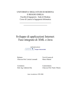 Sviluppo di applicazioni Internet: l`uso integrato di XML e Java