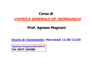 CHIMICA GENERALE ED INORGANICA - facolta` di scienze della vita