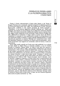 FERRUCCIO ROSSI-LANDI E LA FILOSOFIA ANALITICA