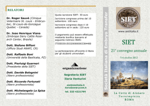 21° convegno annuale S o c ie tà I ta lia n a d i E m b ry o T ra n s fe r