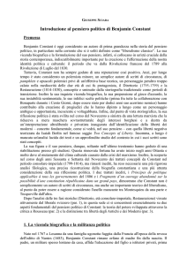 Introduzione al pensiero politico di Benjamin Constant