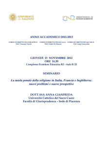 La tutela penale della religione in Italia, Francia e Inghilterra: nuovi
