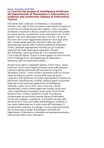 Le ricerche del gruppo di Intelligenza Artificiale del Dipartimento di