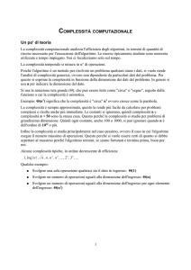 COMPLESSITÀ COMPUTAZIONALE Un po` di teoria