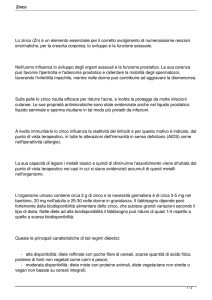 Lo zinco (Zn) è un elemento essenziale per il corretto