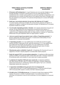 TERZA PROVA AUTOVALUTAZIONE GENETICA MEDICA