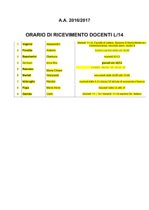 Calendario ricevimento docenti A.A. 2016/2017 - L14