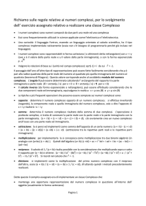 Dispensa di riepilogo regole di calcolo dei numeri complessi