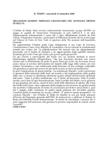 millenium summit: impegno umanitario del sovrano ordine di malta