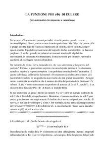 la funzione phi (φ) di eulero
