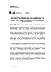 Identificati i geni che aumentano la sensibilità della cellula tumorale