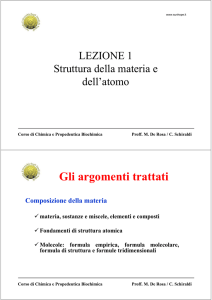 Lezione 1. Struttura della Materia e dell`Atomo