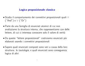 Logica proposizionale classica • Studia il comportamento dei