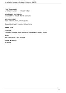 Le istituzioni europee e il trattato di Lisbona - SINTESI