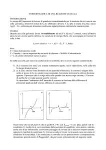 TERMODINAMICA DI UNA REAZIONE DI CELLA