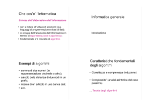 Che cos`e` l`Informatica Informatica generale Esempi di algoritmi