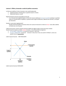 Lezione 4. Offerta, domanda e analisi di politica economica
