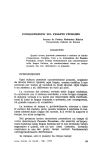 CONSIDERAZIONI SUL PASSATO PROSSIMO