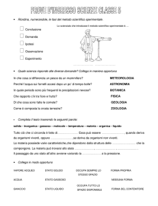 Prove d`ingresso Scienze classe 5