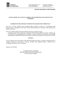 ATTESTAZIONE DI AVVENUTA VERIFICA DI INSUSSISTENZA DI